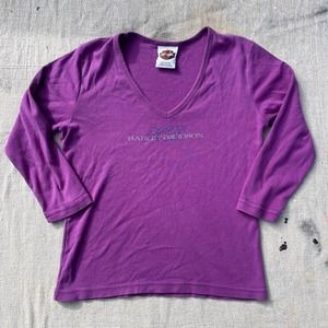 Y2K 00s Purple glitter Harley Davidson long sleeve